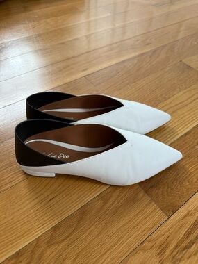 Chic Two-Tone Pointed Flats in White and Black